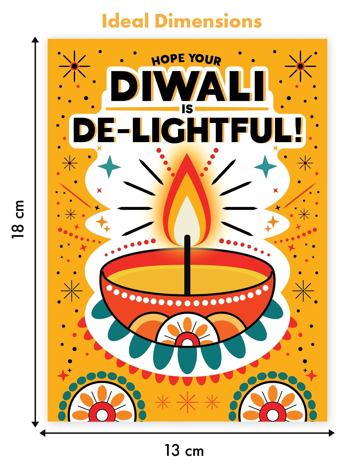 Diwali Card printed inside – Eco-Friendly Happy Diwali Greeting Card with Diya Design – Perfect for Kids, Family & Friends – Made in the UK