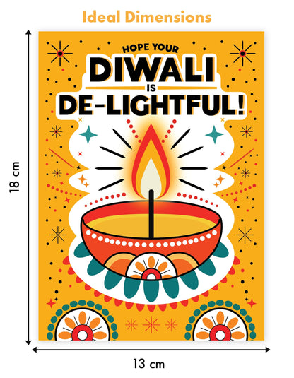 Diwali Card printed inside – Eco-Friendly Happy Diwali Greeting Card with Diya Design – Perfect for Kids, Family & Friends – Made in the UK