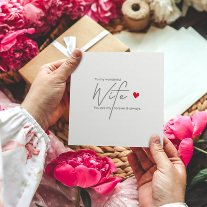 Anniversary Card for Wife – To My Wonderful Wife – Eco-Friendly 15x15cm Ideal Size – Valentines Card for Her – Premium 350 GSM – Made in the UK