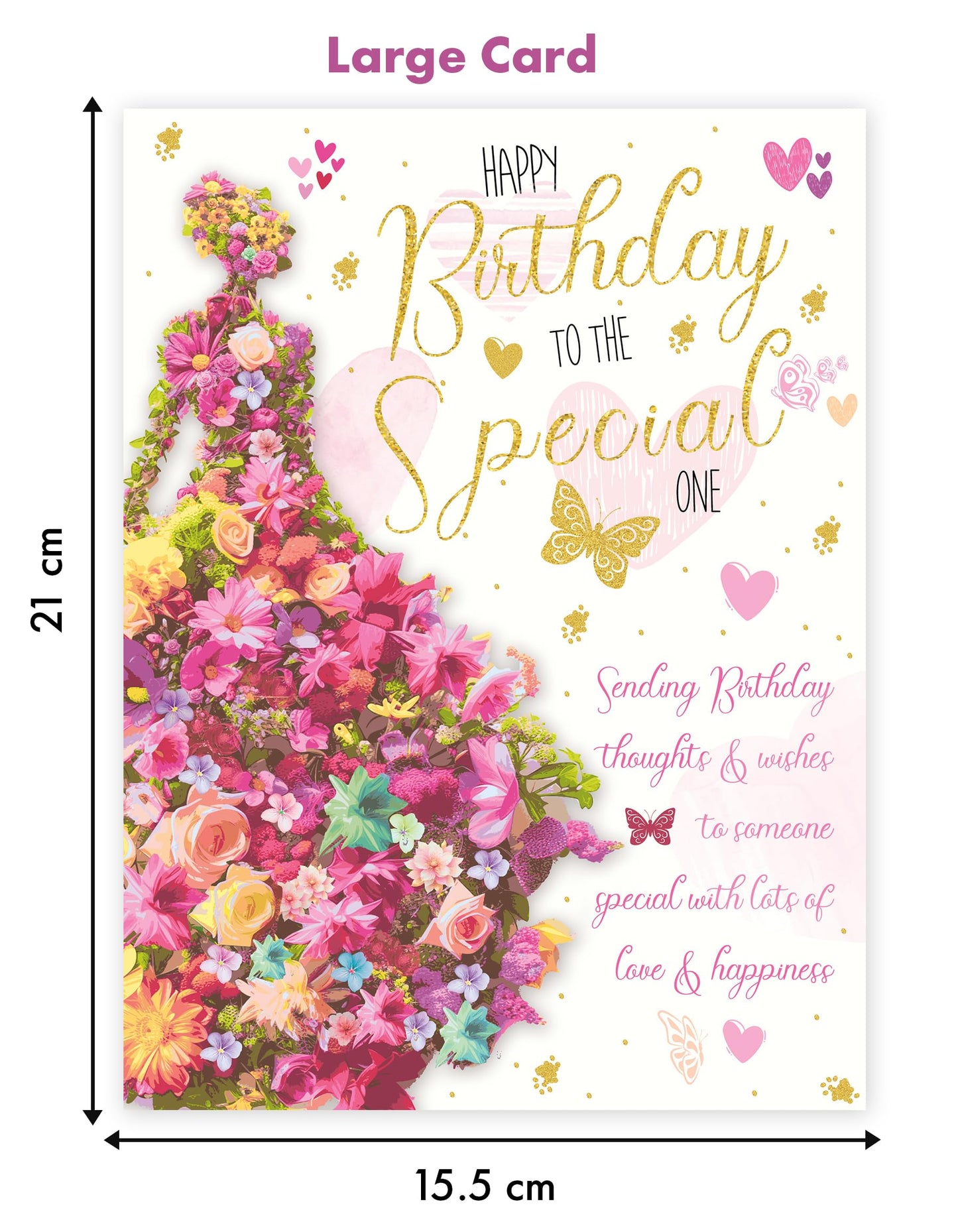Birthday Card for Women with Envelope - Foiled Traditional Female Birthday Card - Eco-Friendly, Happy Birthday Card Girl, Large Size (8.8x6.3 inch) - Someone Special Birthday Card for Her - Made in UK