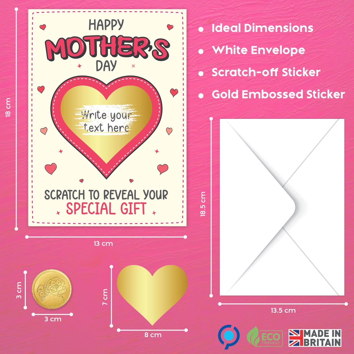 Funny Mothers Day Card for Mum | Personalised Scratch Card to Reveal Your Surprise Gift | Happy Mothers Day Card Funny from Daughter or Son | 18x13 cm | Embossed Seal & Envelope | Made in the UK
