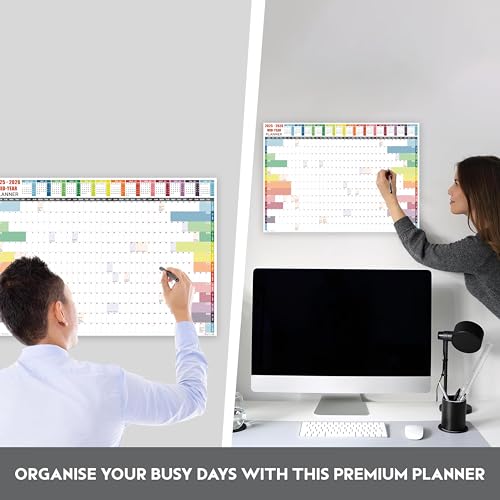 Academic Wall Planner 2025-2026 A2 Laminated – Wall Calendar from August 2025 to August 2026 – (59.4 x 42 cm) – 13 Months Mid Year Wall Planner 25/26 – Marked Holidays – Notes Space – Made in the UK