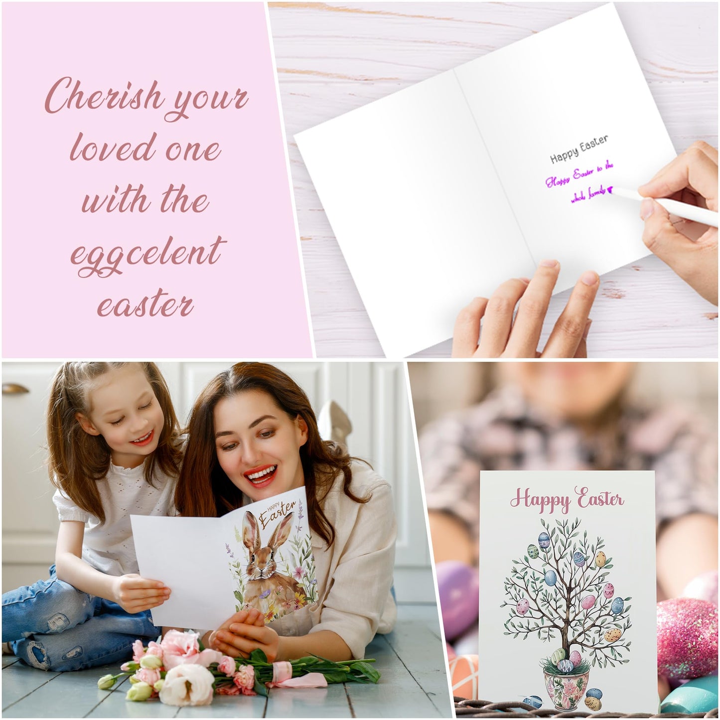 Giftinghouse Easter Cards Multipack of 12 - Happy Easter Cards with Envelopes Featuring 6 Unique Mixed Designs, Eco-friendly Blank Inside Greeting Card for kids
