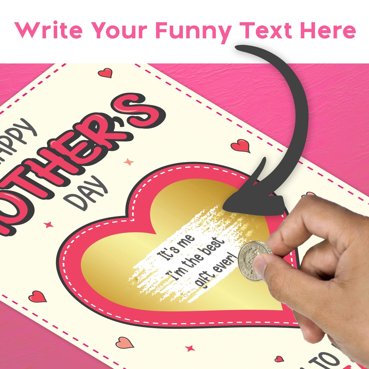Funny Mothers Day Card for Mum | Personalised Scratch Card to Reveal Your Surprise Gift | Happy Mothers Day Card Funny from Daughter or Son | 18x13 cm | Embossed Seal & Envelope | Made in the UK