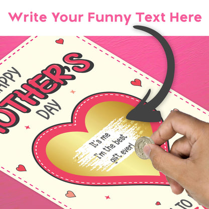 Funny Mothers Day Card for Mum | Personalised Scratch Card to Reveal Your Surprise Gift | Happy Mothers Day Card Funny from Daughter or Son | 18x13 cm | Embossed Seal & Envelope | Made in the UK