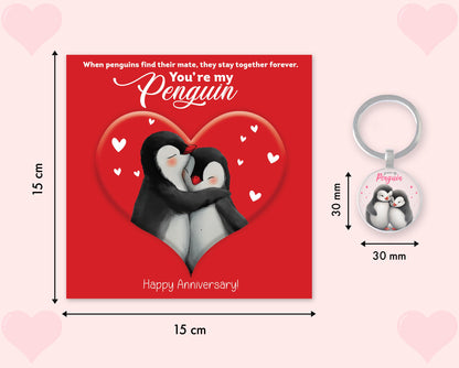 Giftinghouse Anniversary card for wife/husband with keyring - Husband Anniversary Card - Happy Anniversary Card - You Are My Penguin - Gift for him, her - MADE IN UK.