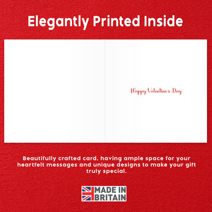 Happy Valentines Day Card with Embossed Heart Sticker - Red Foil Design - 150x150mm - Valentines Card Wife, Valentines Card for Him, Her, Husband, or Fiancé – Premium 350 GSM - Made in the UK