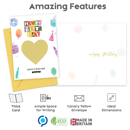 Happy Birthday Scratch Card Reveal | Personalised Scratchable Card with Scratch-off Sticker to Unveil a Surprise Gift | Birthday Scratch Card Gift Reveal | Funny Greeting Card - Made in the UK