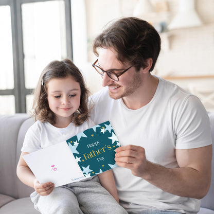 Happy Fathers Day Card from Son or Daughter – Gold Foil Star Design Father's Day Card – 15x15cm – Made in the UK