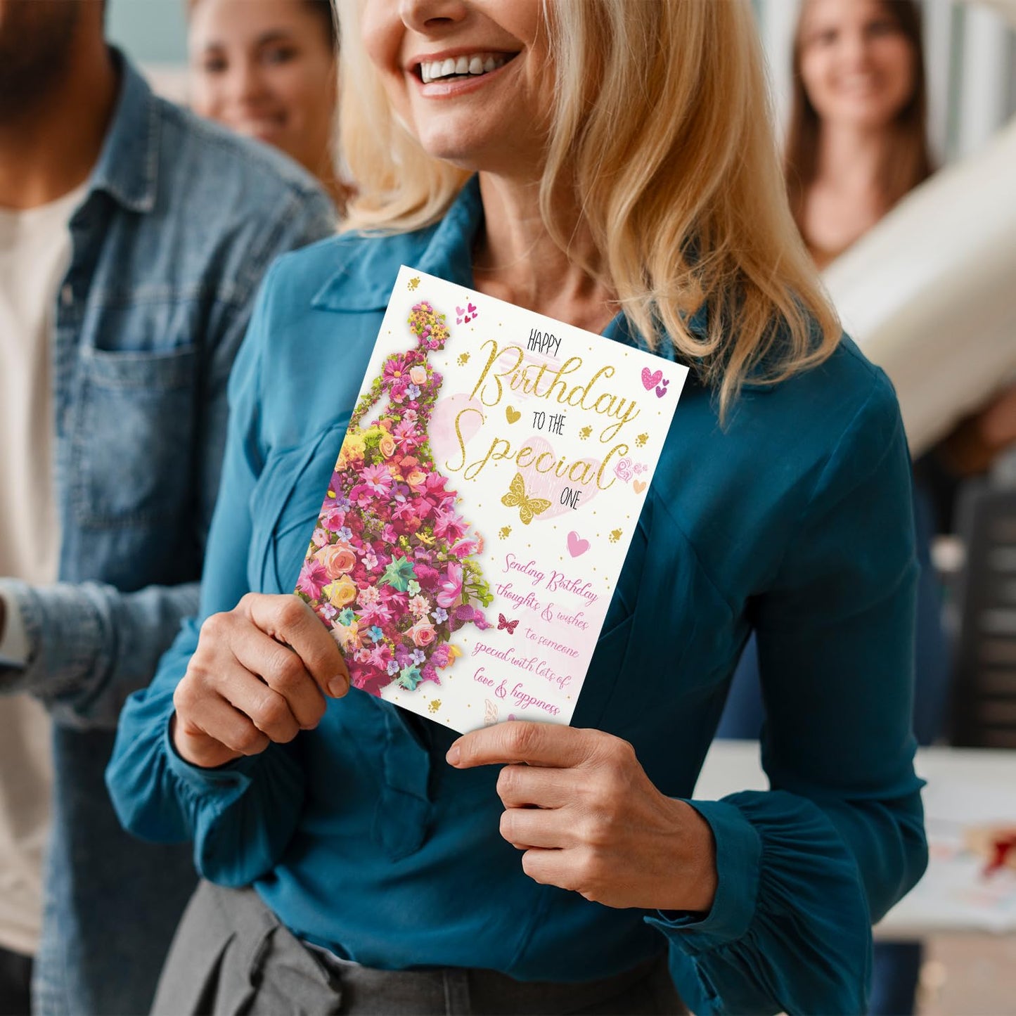 Birthday Card for Women with Envelope - Foiled Traditional Female Birthday Card - Eco-Friendly, Happy Birthday Card Girl, Large Size (8.8x6.3 inch) - Someone Special Birthday Card for Her - Made in UK