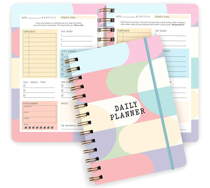 Giftinghouse Daily Planner Notebook Undated - To do list Notebook A5 - Weekly planner with Habit & Routine Tracker - Productivity Planner, Spiral Appointment Planner for Men and Women, Elastic Closure.