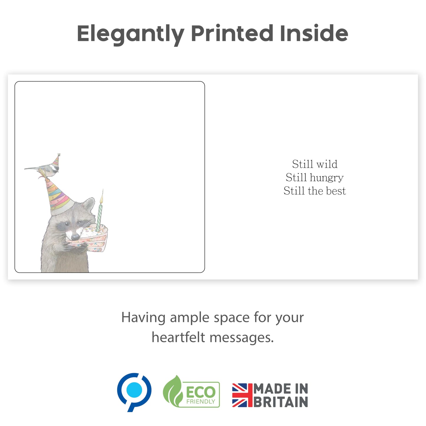 Funny Fathers Day Card from Daughter or Son – Like Father, Like Raccoon – Humorous Dad Birthday Card – 15x15cm Size with Inside Message – Made in the UK