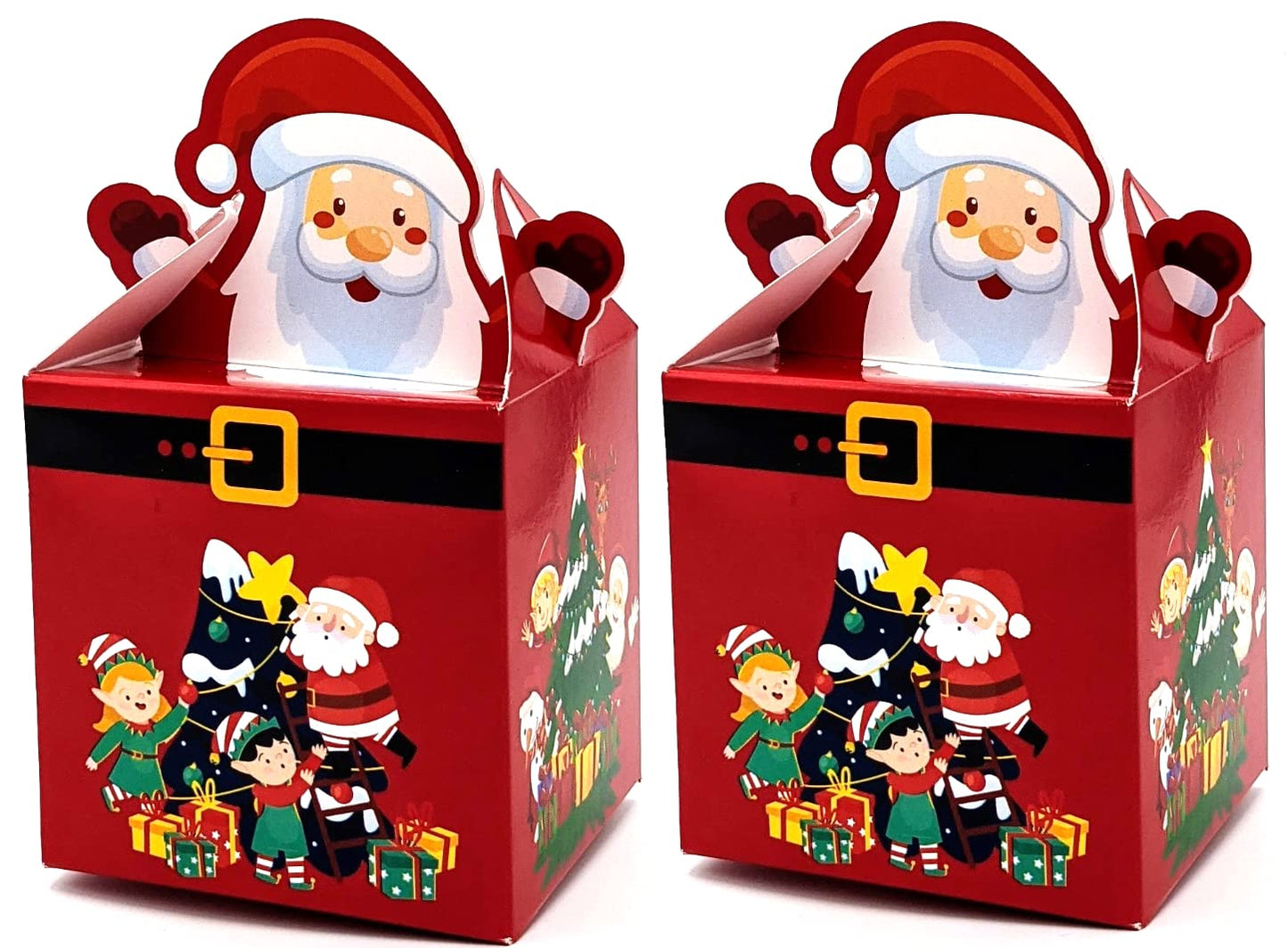Giftinghouse Christmas sweet boxes empty for gifts -12/24/50 pcs - Christmas Treat presents - candy cupcake cookie – Large DIY Party Favor- Santa Claus boxes for decoration