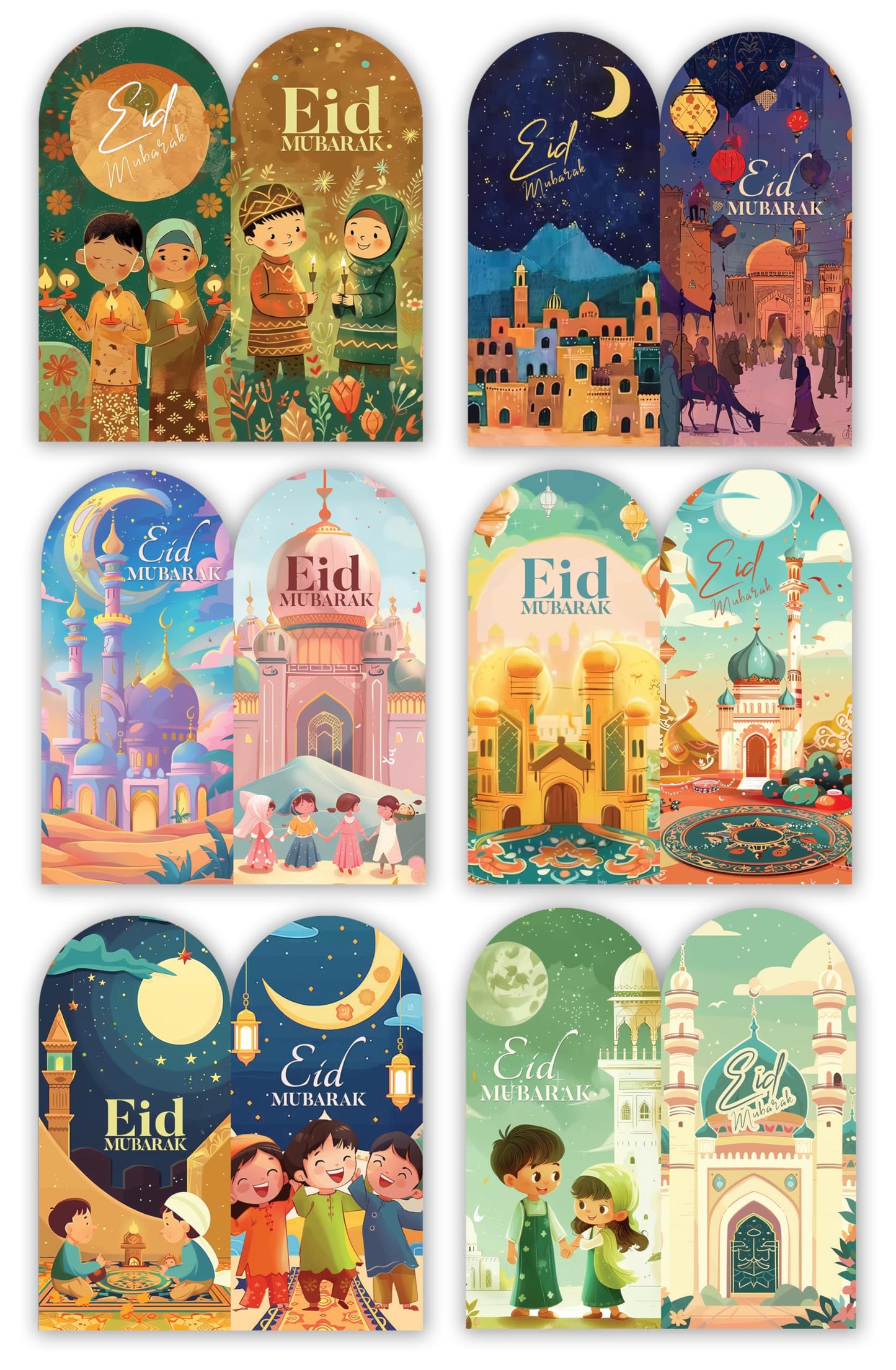 Giftinghouse Eid Money Envelopes 6/12/18 Pack - Eid Mubarak Cards – Happy Eid Mubarak Money Envelopes Featuring 6 Unique Designs, Perfect Eid Money Wallets for Kids, Eid Cards Multipack