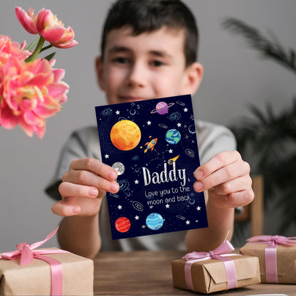 Giftinghouse Father's Day Card with Envelope, Happy Fathers Day Card From Son, Daughter - Dad Birthday Card, Blank Inside Happy Fathers Day Card Daddy from Kids - Made in UK