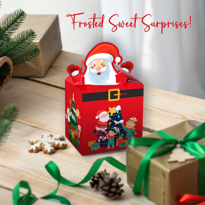 Giftinghouse Christmas sweet boxes empty for gifts -12/24/50 pcs - Christmas Treat presents - candy cupcake cookie – Large DIY Party Favor- Santa Claus boxes for decoration