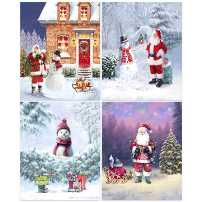 Giftinghouse 16 Christmas Cards Multipack 2025 – Santa & Snowman Xmas Cards Pack – 15 x 10 cm – Festive Greeting Cards for Family, Kids & Friends – Made in the UK