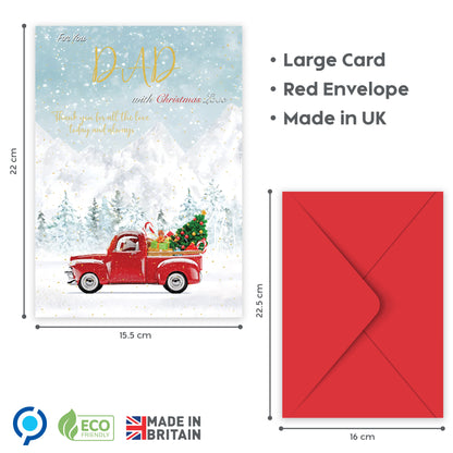 Dad Christmas Card – Gold Foil Dad Xmas Card – Large 22 x 15.5 cm – Inside Greeting – Made in the UK