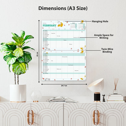 Family Calendar 2026 UK – A3 Month to View Family Planner with 6 Columns for Parents & Children – 42 x 31 cm – Household & School Planning Jan–Dec 2026 – Made in the UK