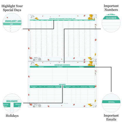 Family Calendar 2026 UK – A3 Month to View Family Planner with 6 Columns for Parents & Children – 42 x 31 cm – Household & School Planning Jan–Dec 2026 – Made in the UK