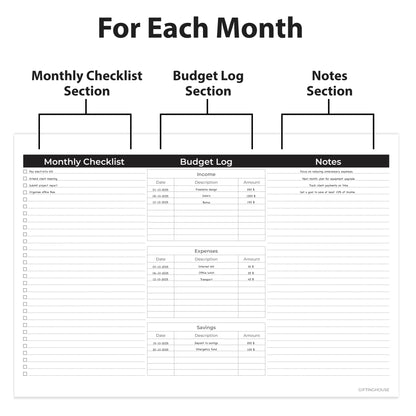 2026 Calendar – Wall Calendar UK – A3 When Open – January to December 2026 Month-to-View Planner with Monthly Checklist, Budget Log & Notes – Made in the UK
