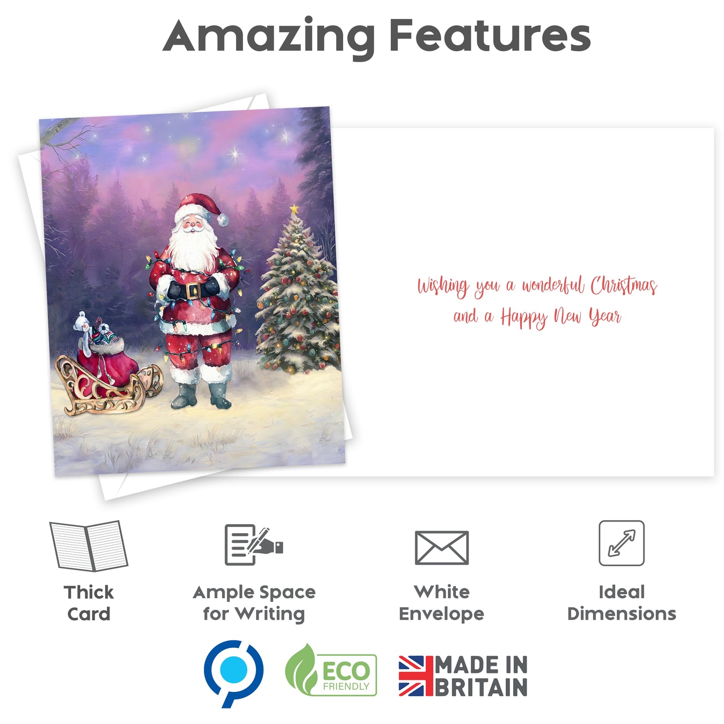 Giftinghouse 16 Christmas Cards Multipack 2025 – Santa & Snowman Xmas Cards Pack – 15 x 10 cm – Festive Greeting Cards for Family, Kids & Friends – Made in the UK