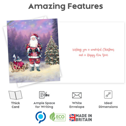 Giftinghouse 16 Christmas Cards Multipack 2025 – Santa & Snowman Xmas Cards Pack – 15 x 10 cm – Festive Greeting Cards for Family, Kids & Friends – Made in the UK