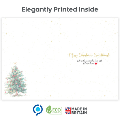 Husband Christmas Card from Wife – Gold Foil Romantic Festive Winter Scene - Large 22 x 15.5 cm - Husband Xmas Card with Inside Greeting - Made in the UK