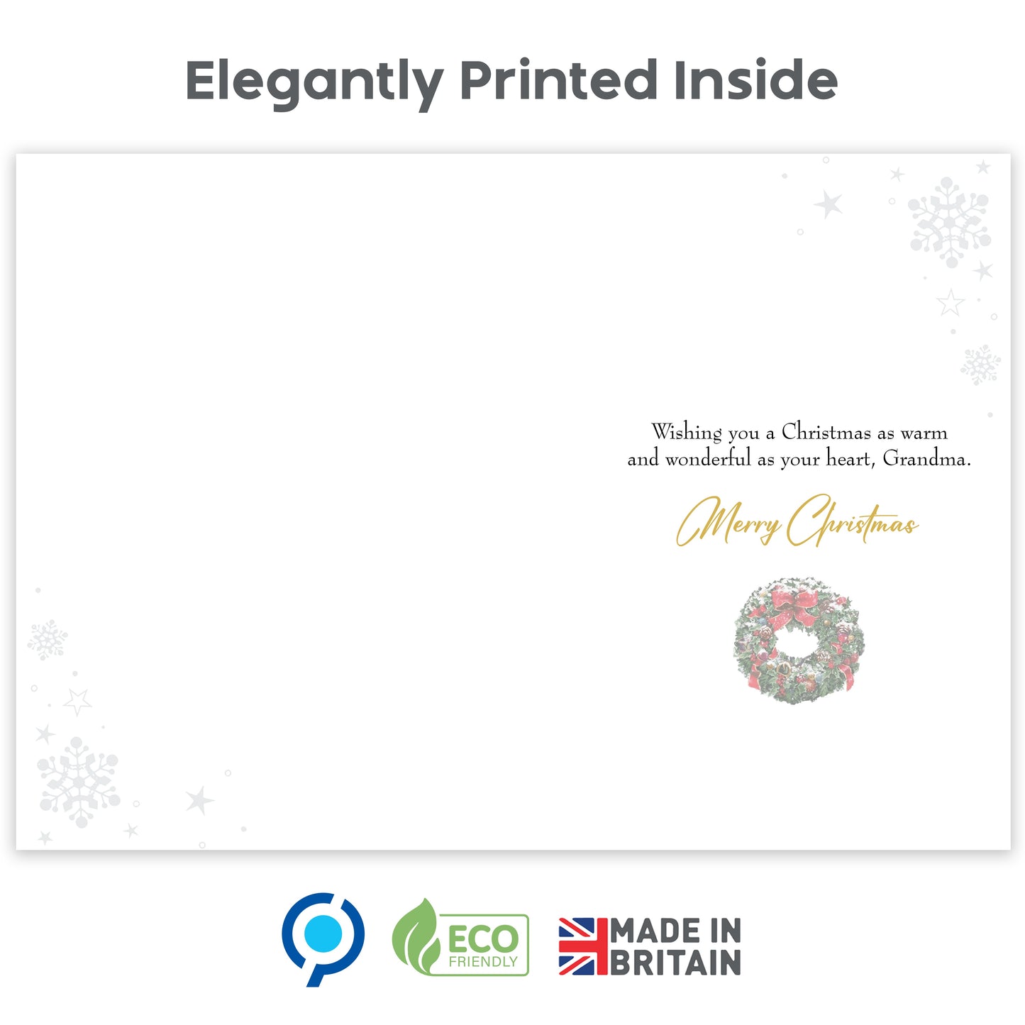 Lovely Grandma Christmas Card – Eco-Friendly Christmas Card for Grandma – 22 x 15.5 cm – Festive Winter Scene Design – Inside Message – Made in the UK