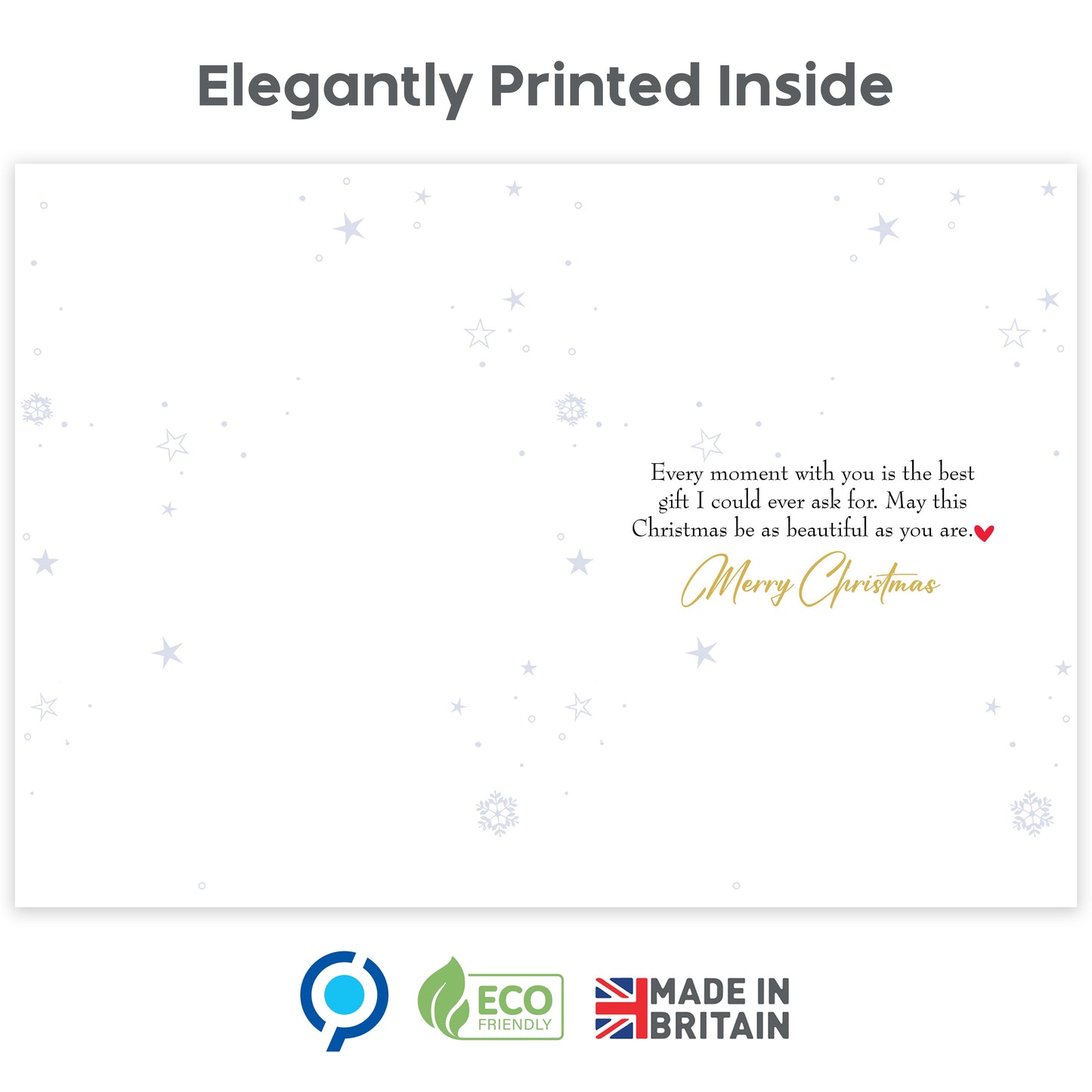 Special Wife Christmas Card – Romantic Winter Scene – 22 x 15.5 cm – Eco-Friendly Xmas Card for Wife from Husband – Inside Greeting – Made in the UK