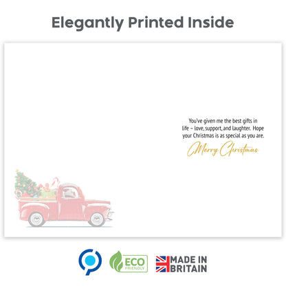 Dad Christmas Card – Gold Foil Dad Xmas Card – Large 22 x 15.5 cm – Inside Greeting – Made in the UK