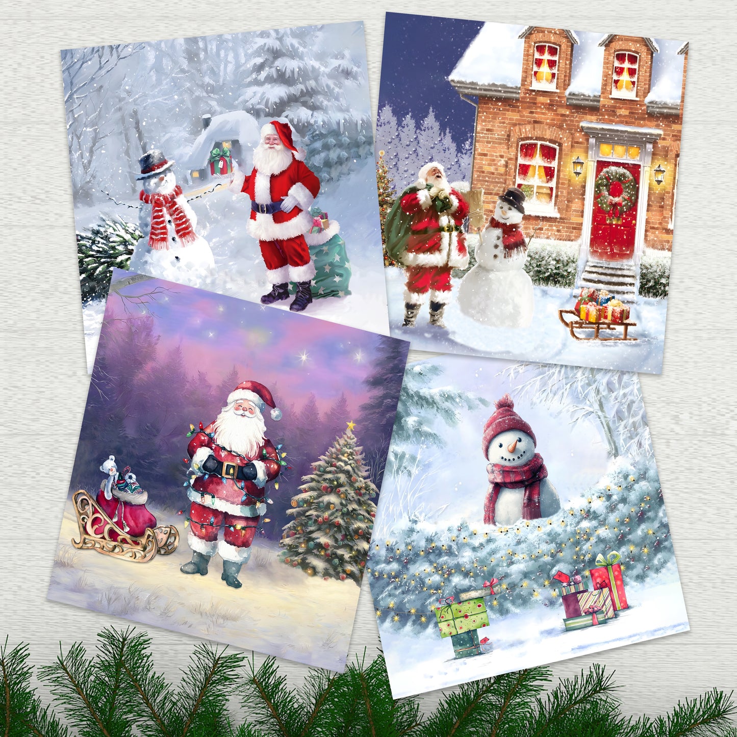Giftinghouse 16 Christmas Cards Multipack 2025 – Santa & Snowman Xmas Cards Pack – 15 x 10 cm – Festive Greeting Cards for Family, Kids & Friends – Made in the UK