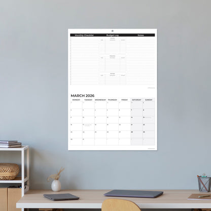 2026 Calendar – Wall Calendar UK – A3 When Open – January to December 2026 Month-to-View Planner with Monthly Checklist, Budget Log & Notes – Made in the UK