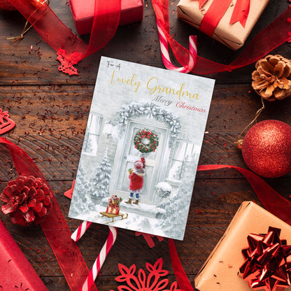 Lovely Grandma Christmas Card – Eco-Friendly Christmas Card for Grandma – 22 x 15.5 cm – Festive Winter Scene Design – Inside Message – Made in the UK
