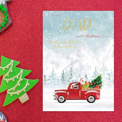 Dad Christmas Card – Gold Foil Dad Xmas Card – Large 22 x 15.5 cm – Inside Greeting – Made in the UK