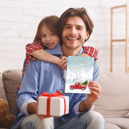 Dad Christmas Card – Gold Foil Dad Xmas Card – Large 22 x 15.5 cm – Inside Greeting – Made in the UK