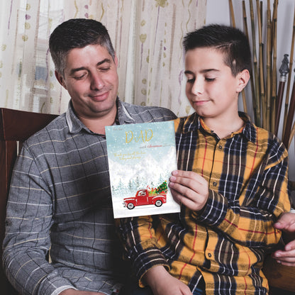 Dad Christmas Card – Gold Foil Dad Xmas Card – Large 22 x 15.5 cm – Inside Greeting – Made in the UK