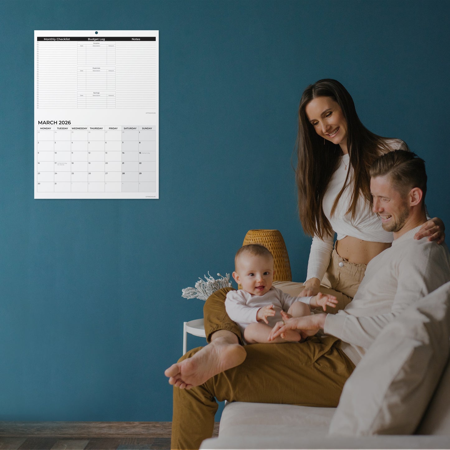 2026 Calendar – Wall Calendar UK – A3 When Open – January to December 2026 Month-to-View Planner with Monthly Checklist, Budget Log & Notes – Made in the UK