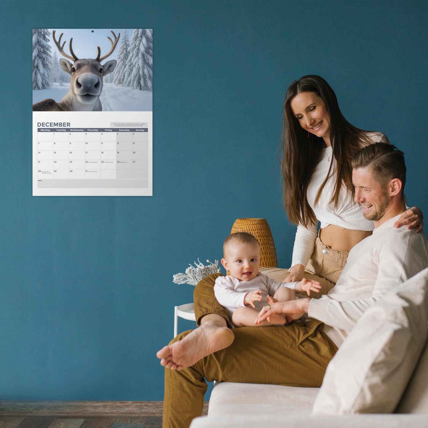 Wall Calendar 2026 UK - A3 Size Animal Selfies 2026 Calendar, Month-to-View (Jan 2026 - Dec 2026) - Eco-Friendly, A3 When Open, Made in the UK.
