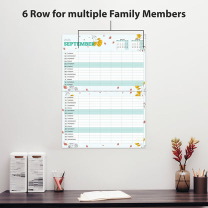 Family Calendar 2026 UK – A3 Month to View Family Planner with 6 Columns for Parents & Children – 42 x 31 cm – Household & School Planning Jan–Dec 2026 – Made in the UK