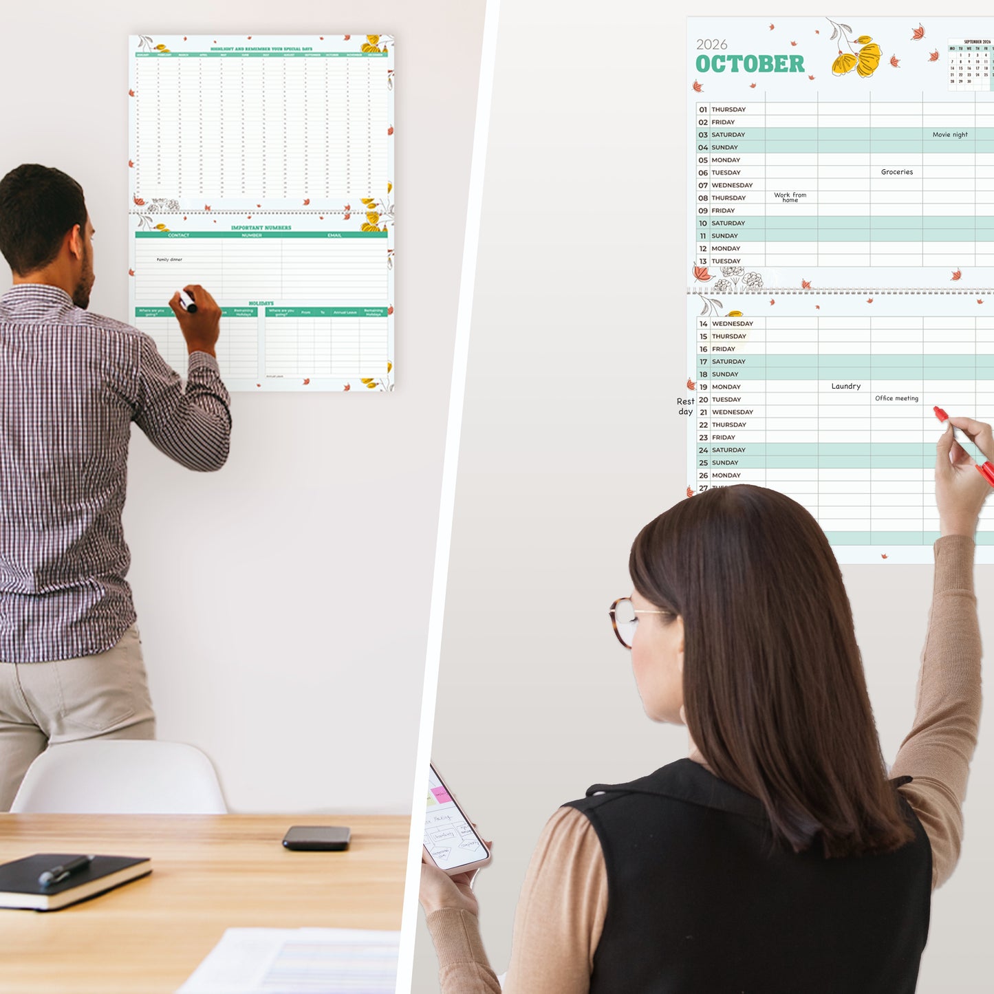 Family Calendar 2026 UK – A3 Month to View Family Planner with 6 Columns for Parents & Children – 42 x 31 cm – Household & School Planning Jan–Dec 2026 – Made in the UK