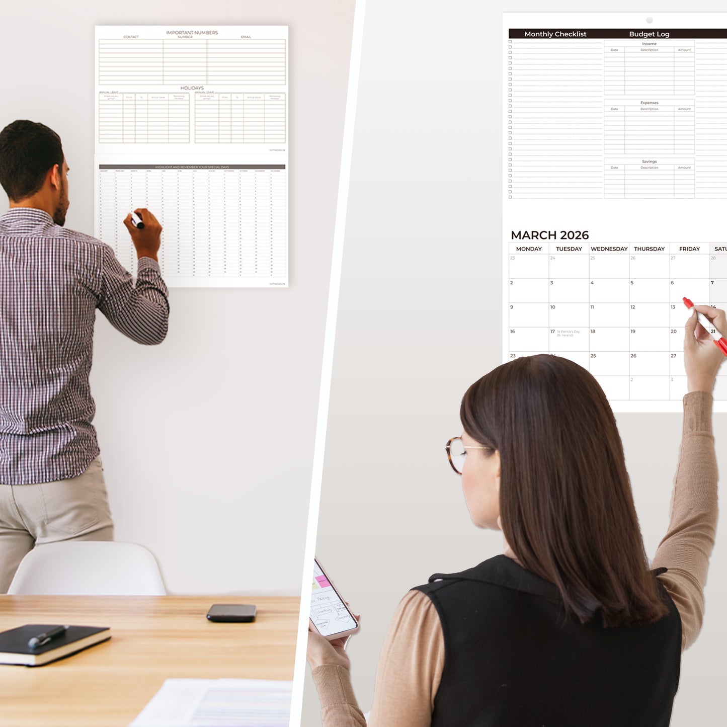 2026 Calendar – Wall Calendar UK – A3 When Open – January to December 2026 Month-to-View Planner with Monthly Checklist, Budget Log & Notes – Made in the UK