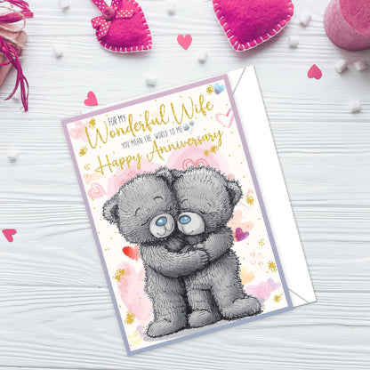Anniversary Card for Wife with Envelope - Traditional Design Wife Anniversary Card, Eco-friendly - Perfect Wedding Greeting card for Her - Made in the UK