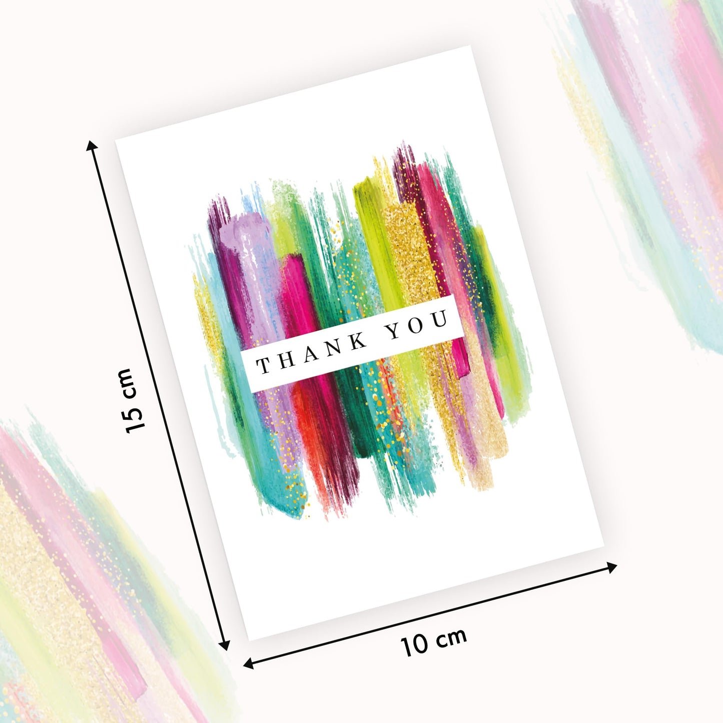 Giftinghouse 48 Thank You Cards Multipack with Envelopes - Watercolour design - Greeting cards for Teachers, weddings, and kids - Fully recyclable and Eco-friendly card