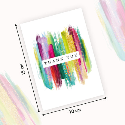 Giftinghouse 48 Thank You Cards Multipack with Envelopes - Watercolour design - Greeting cards for Teachers, weddings, and kids - Fully recyclable and Eco-friendly card