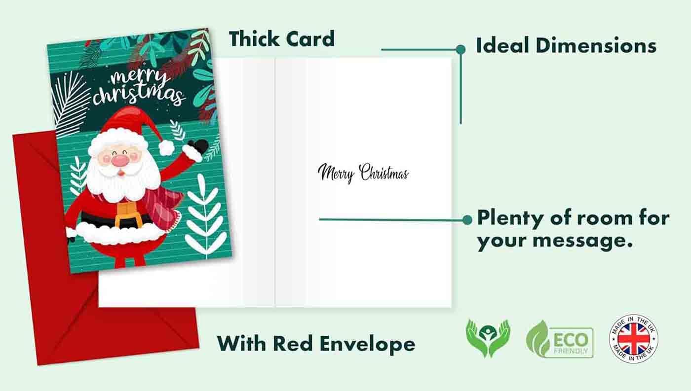 Giftinghouse Christmas Cards Multipack of 24/48 Xmas Santa cards for Family, Friends, Granddaughter and Childrens | Eco-friendly seasonal greeting card for sale.
