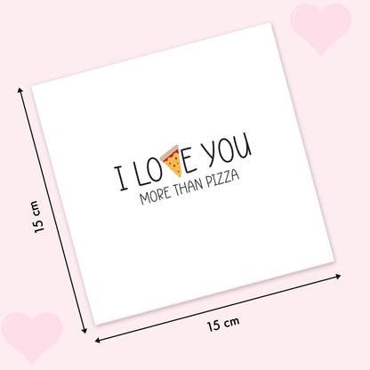 Giftinghouse Valentines Card - Happy Valentines day card for husband - I love you more than pizza card for him, boyfriend, fiancee, wife, her with red envelope - 350 GSM - MADE IN UK.