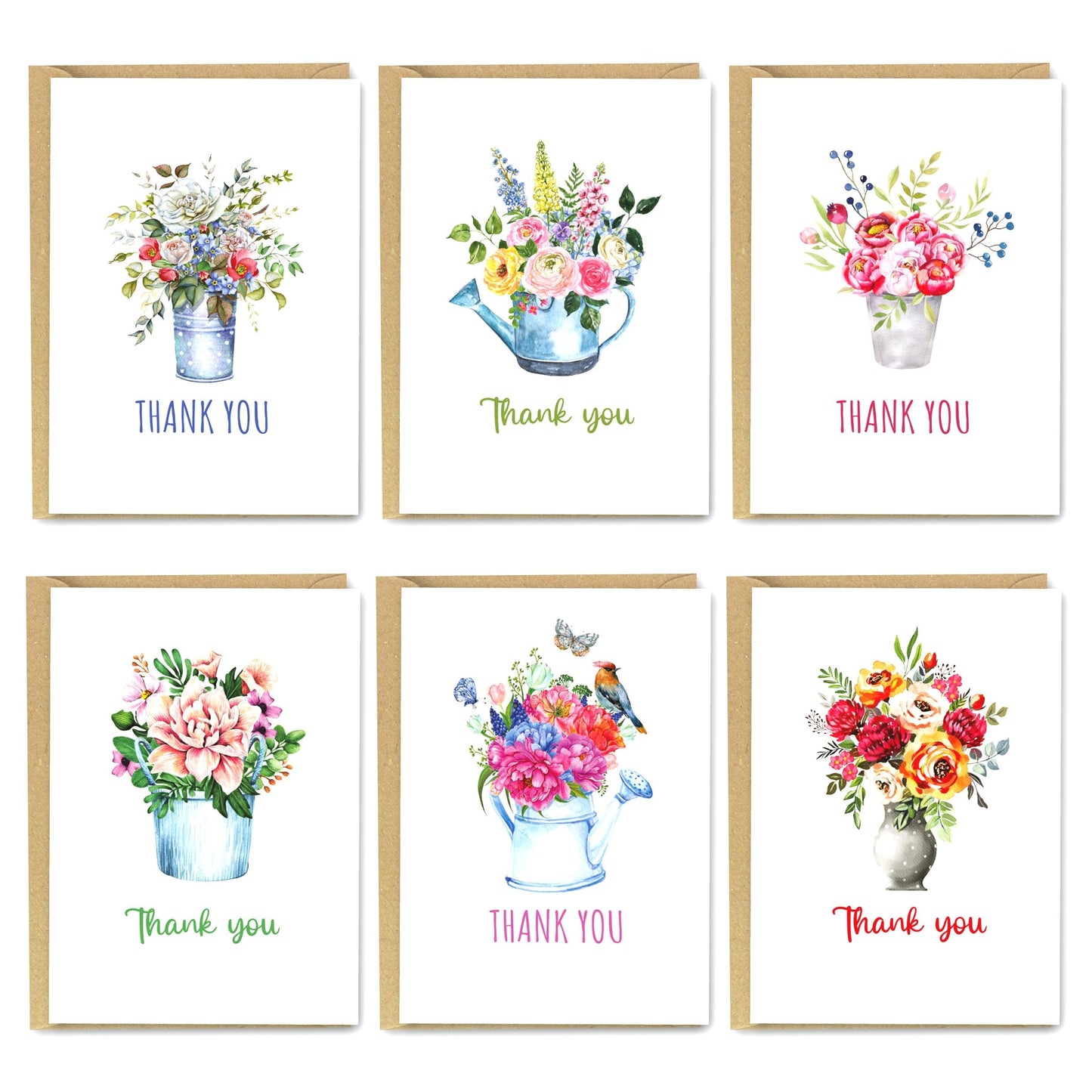 Giftinghouse Thank You Cards Multipack with Envelopes 12/24/48 Packs – Floral Design with Kraft Envelopes - Greeting cards for small business, wedding, kids Fully recyclable.