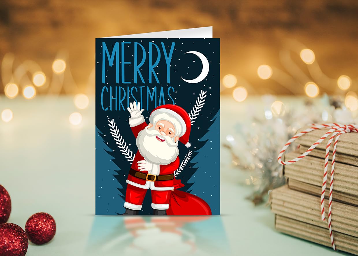 Giftinghouse Christmas Cards Multipack of 24/48 Xmas Santa cards for Family, Friends, Granddaughter and Childrens | Eco-friendly seasonal greeting card for sale.