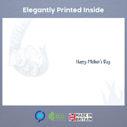 Mothers Day Card for Mum with Envelope | Cute Elephant Design | Happy Mother’s Day Card from Daughter or Son | 22x15.5 cm – Eco-Friendly 350 GSM - Made in the UK